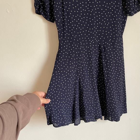 Reformation Gracie Navy Blue Polka Dot Mini Dress SIZE 4 EUC Retro Classic - Picture 6 of 14